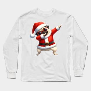 Christmas Pug Dog Dabbing Dance Long Sleeve T-Shirt